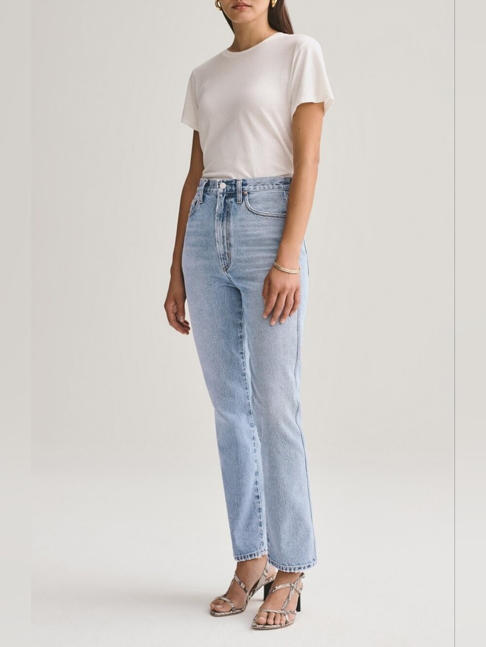 AGOLDE Pinch Waist Distressed High Rise Kick Jeans In Riptide Size 26